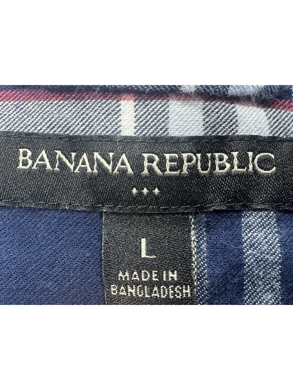 Banana Republic 100% Cotton Plaid Button Up Blue Mens L